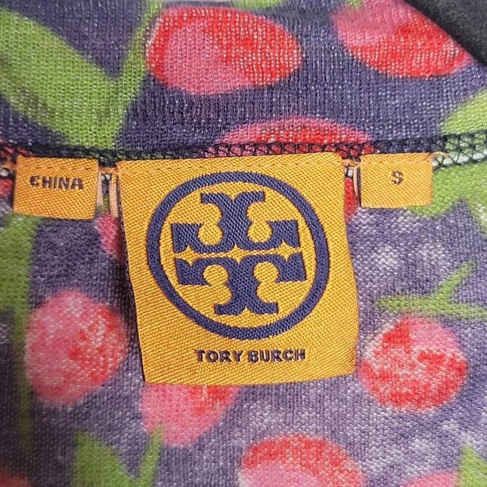 Tory Burch Cherry Button Down Cardigan Top Size Small